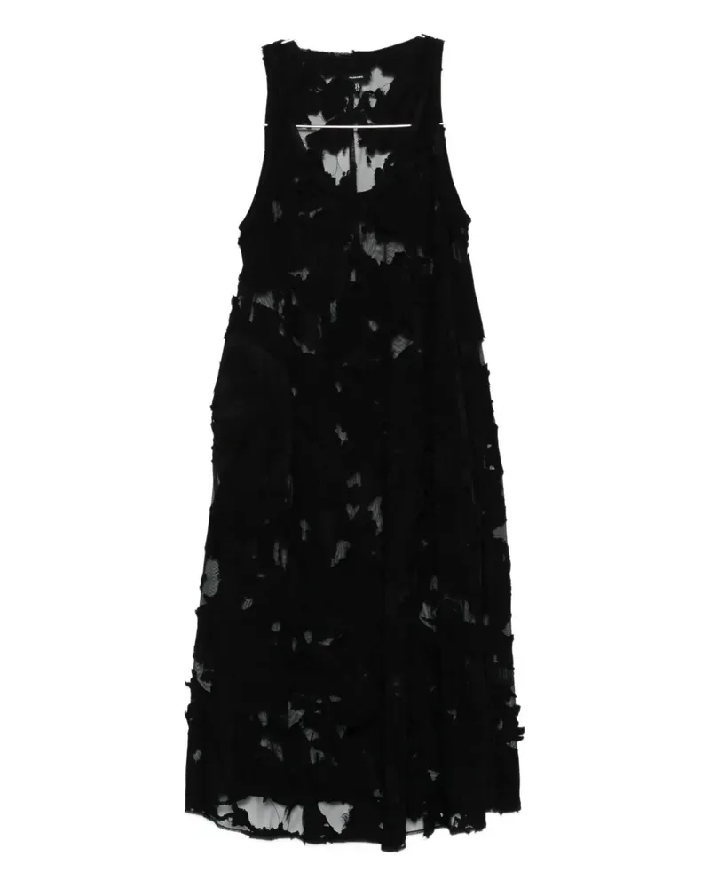 R13 Midikleid mit U-Ausschnitt - Schwarz Schwarz