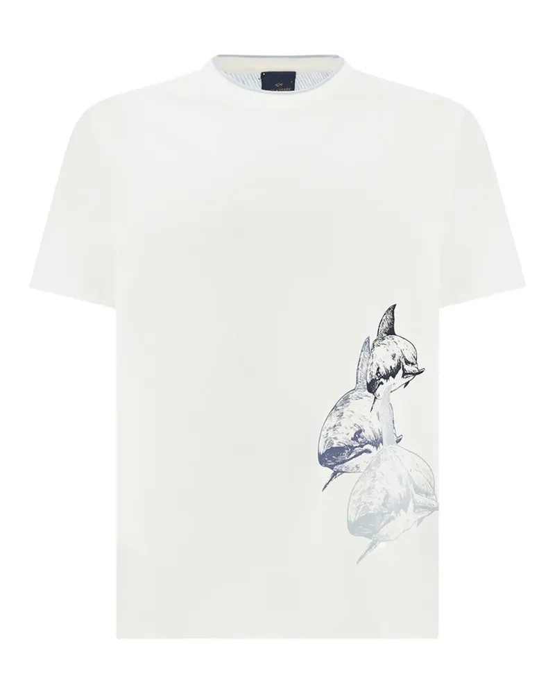 Paul & Shark T-Shirt mit Hai-Print - Weiß Weiß