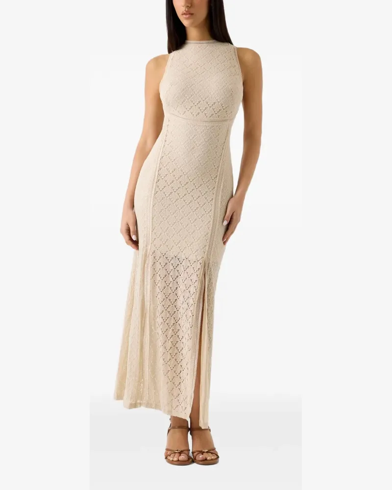 Guess Langes Kleid mit Lochmuster - Nude Nude