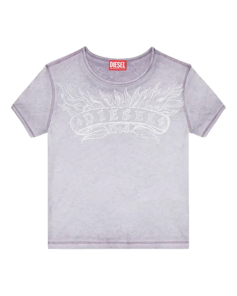 Diesel Pigmentgefärbtes T-Shirt mit grafischem Print - Violett Violett