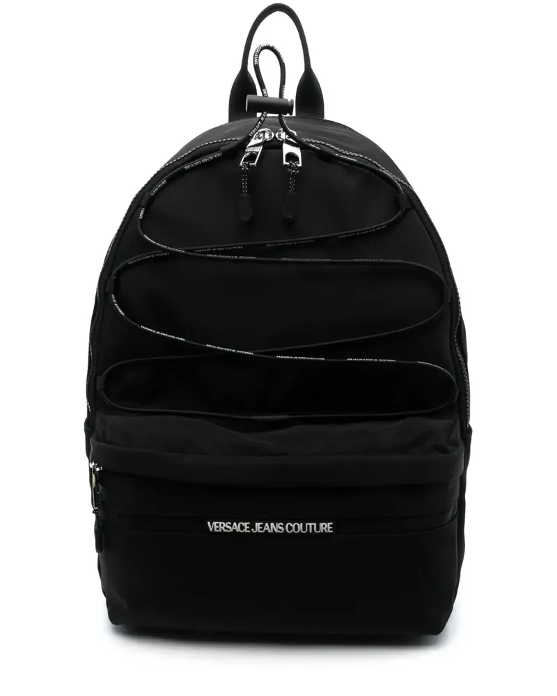 Versace Jeans Leichter Rucksack mit Logo-Patch - Schwarz Schwarz