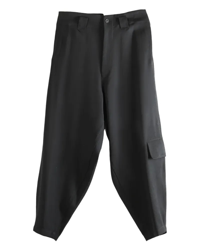 Yohji Yamamoto back pockets wool trousers - Schwarz Schwarz