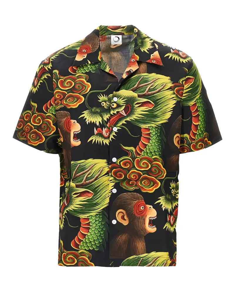 ENDLESS JOY Monkey Dragon printed shirt - Schwarz Schwarz