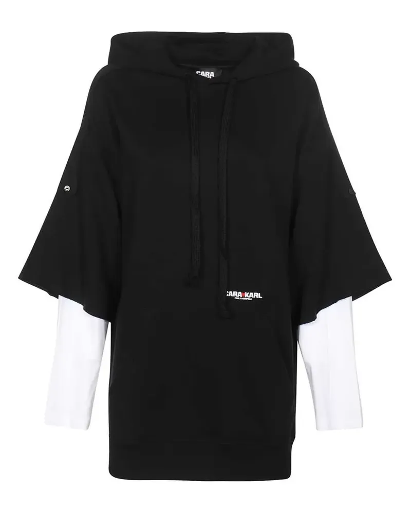 Karl Lagerfeld Hoodie im Layering-Look - Schwarz Schwarz