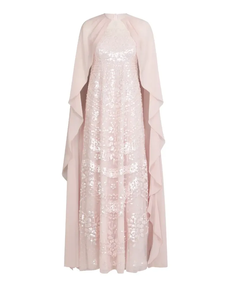 Needle & Thread Anais sequin-embellished cape gown - Rosa Rosa