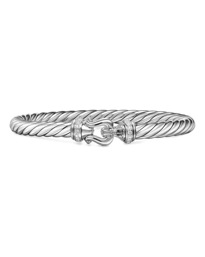 David Yurman sterling silver Cable Flex® Buckle diamond bracelet - Silber Silber