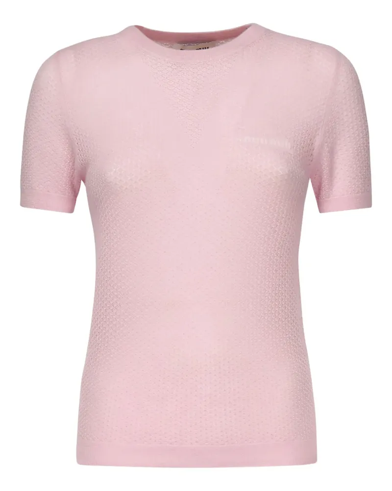 Miu Miu Intarsien-Oberteil mit Spitzenoptik - Rosa Rosa