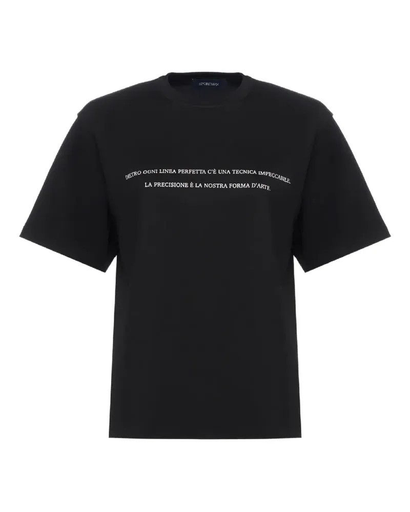SPORTMAX T-Shirt mit Slogan-Print - Schwarz Schwarz