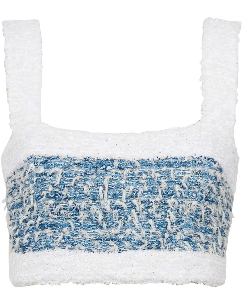 Balmain Cropped-Oberteil aus Tweed - Weiß Weiß