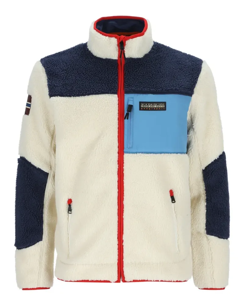 Napapijri Yupik Fleecejacke in Colour-Block-Optik - Weiß Weiß