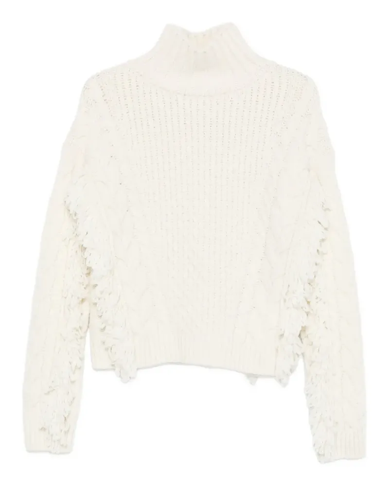 Maje Zopfmuster-Pullover mit Fransen - Nude Nude