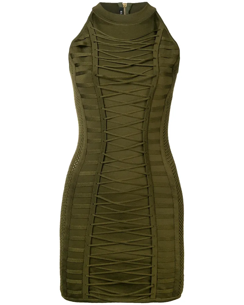 Balmain Geripptes Midikleid - Grün Grün
