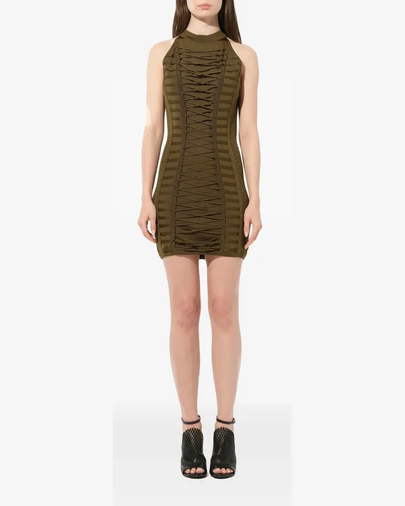 Balmain Geripptes Midikleid - Grün Grün