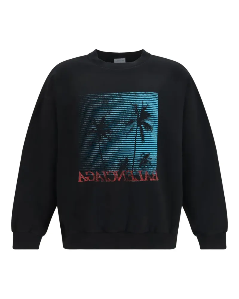 Balenciaga palm-print cotton sweater - Schwarz Schwarz