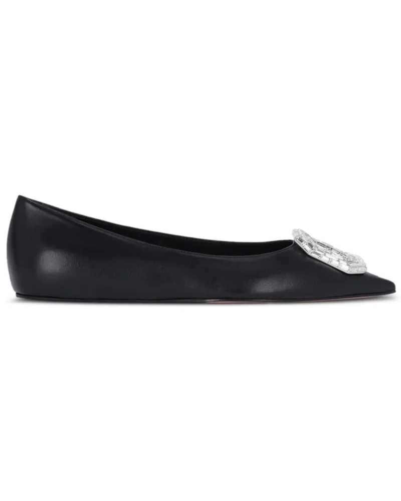 Amina Muaddi Camelia Ballerinas - Schwarz Schwarz