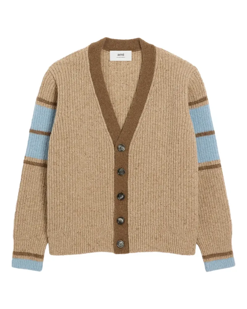 AMI Paris College Cardigan aus Wolle - Braun Braun