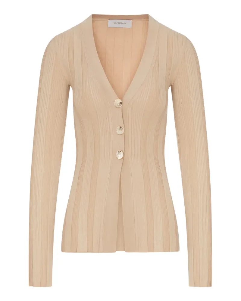 SPORTMAX Gerippter Cardigan mit V-Ausschnitt - Nude Nude