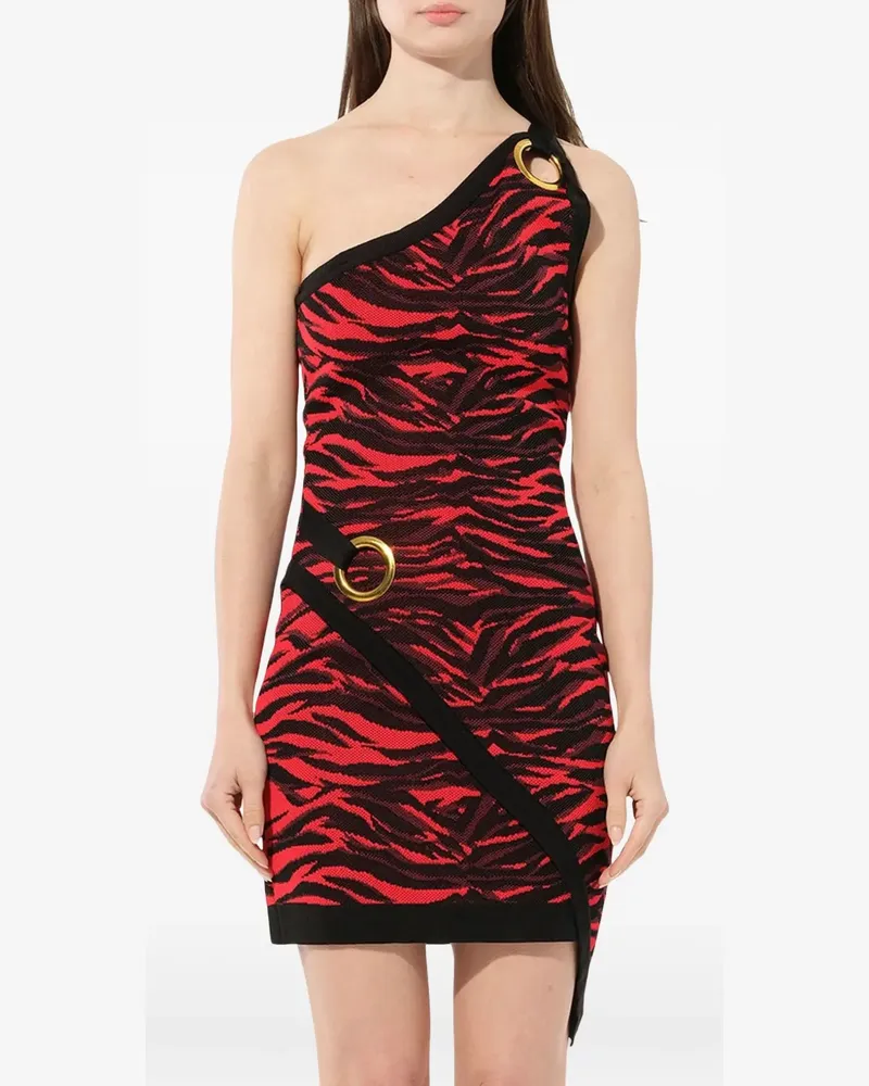 Balmain tiger-print one-shoulder dress - Rot Rot