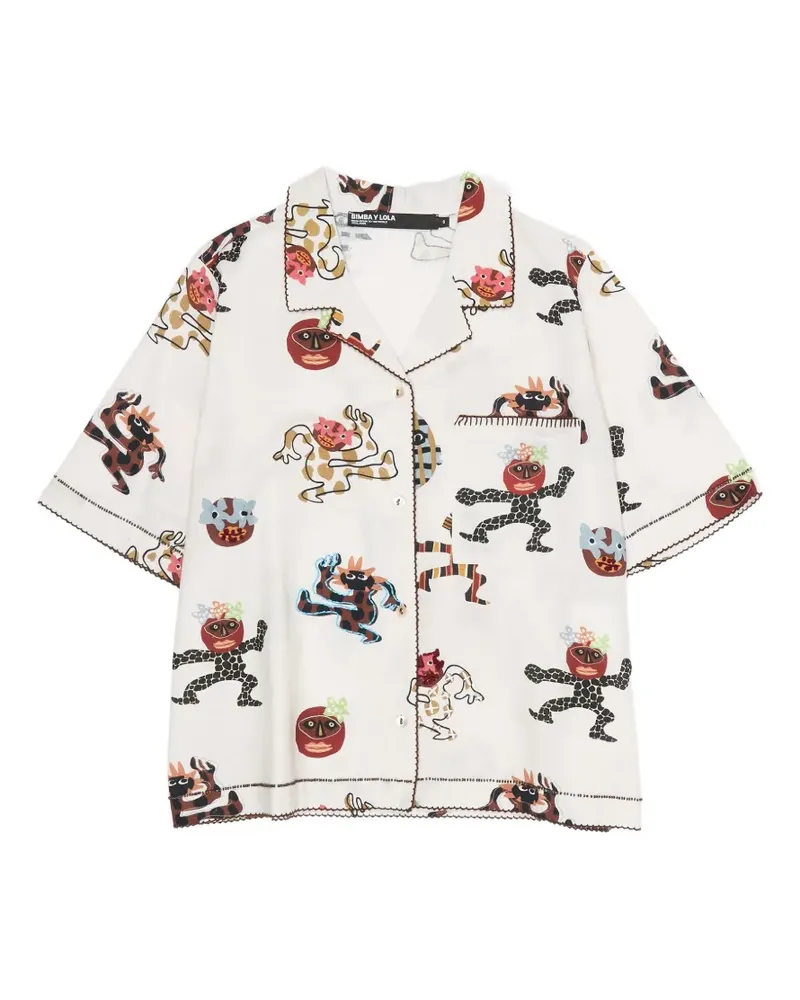 BIMBA Y LOLA graphic-print cotton shirt - Weiß Weiß
