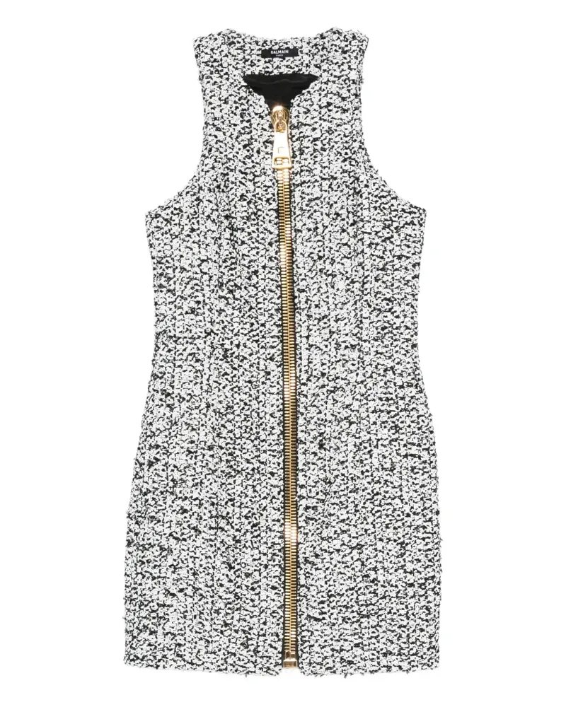 Balmain zip-front tweed mini dress - Weiß Weiß