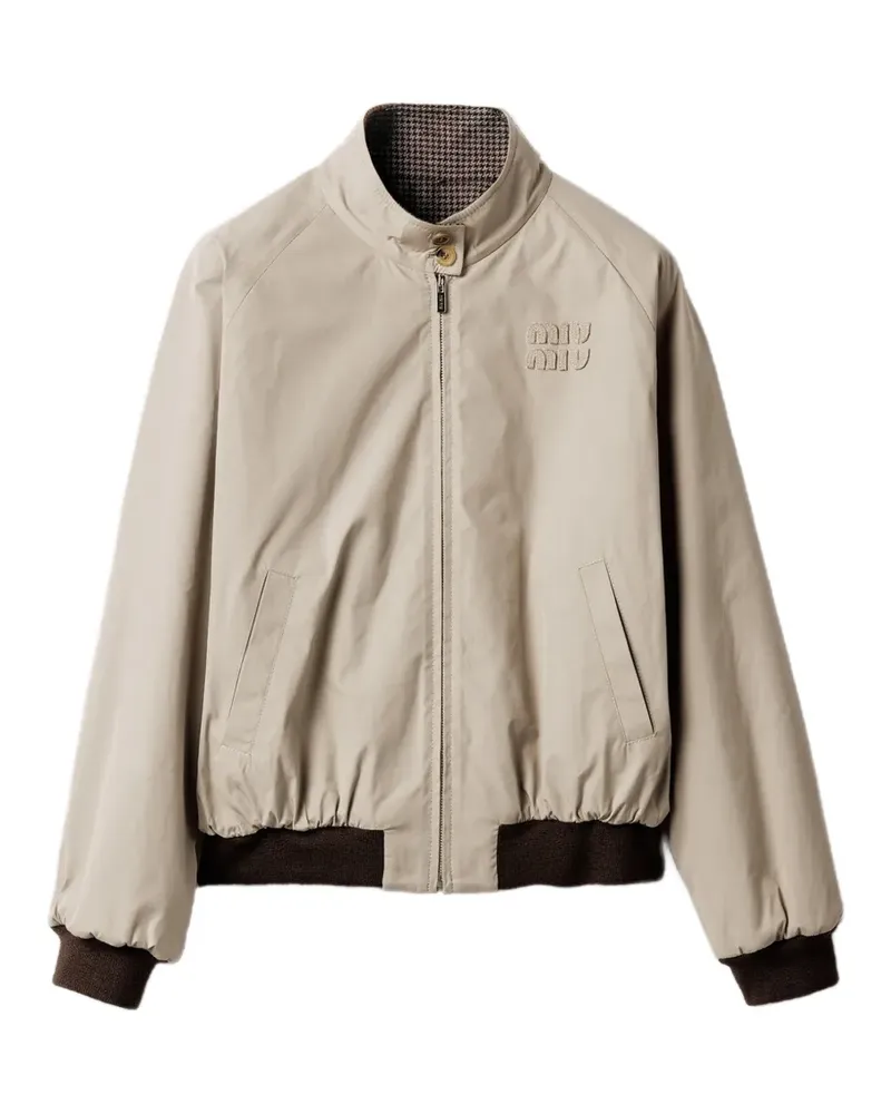 Miu Miu Wendbare Bomberjacke mit Hahnentrittmuster - Nude Nude