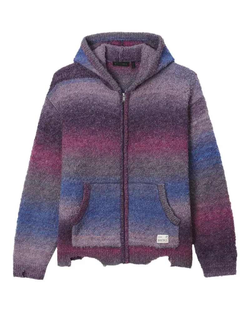 FIVE CM gradient-effect distressed-finish hoodie - Violett Violett