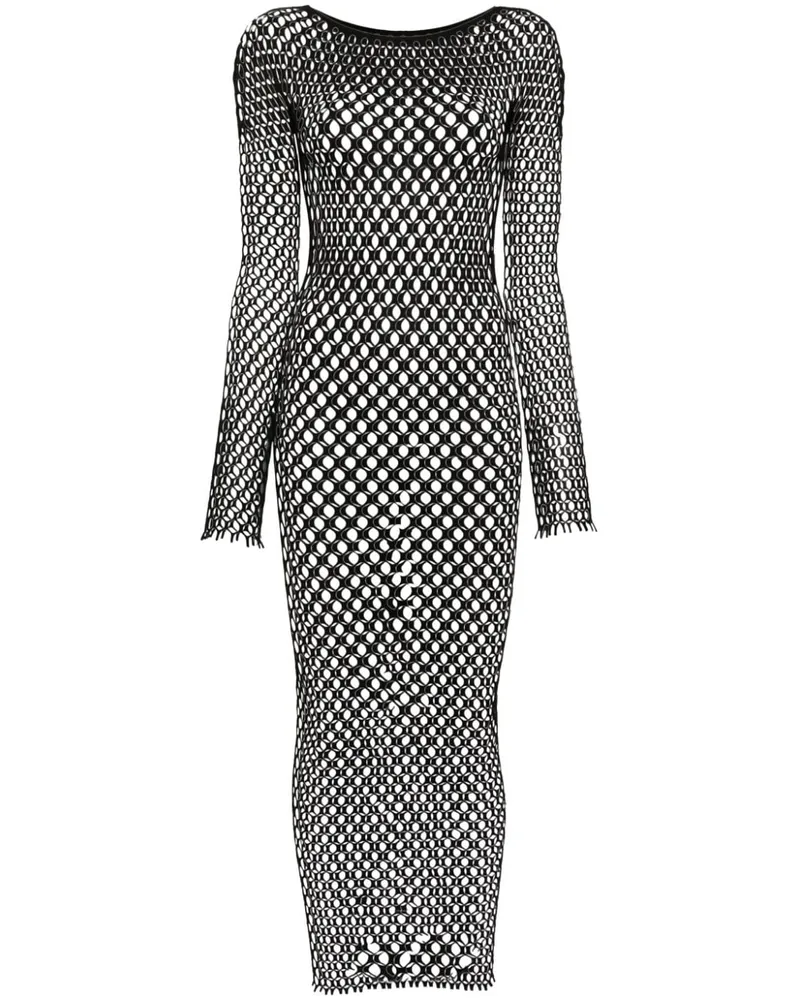 Roberto Cavalli Kleid in Netzoptik - Schwarz Schwarz