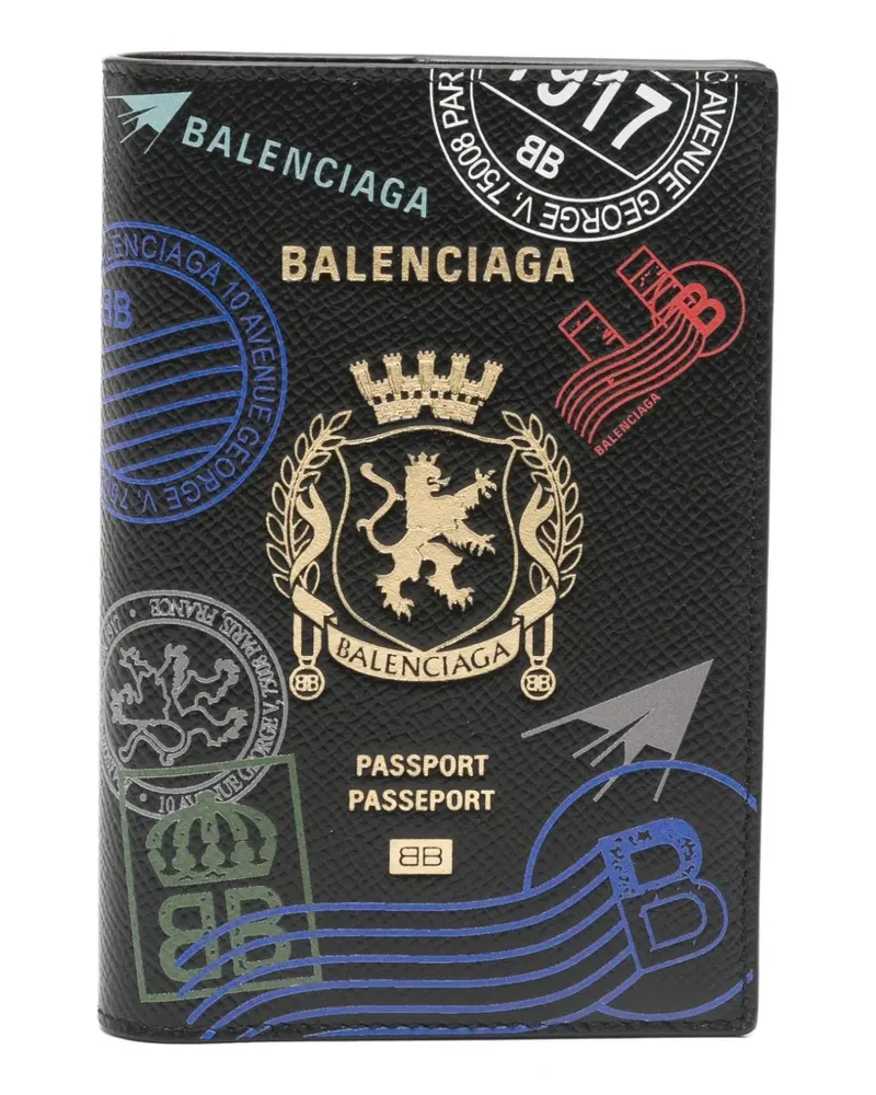 Balenciaga graphic-print passport holder - Schwarz Schwarz