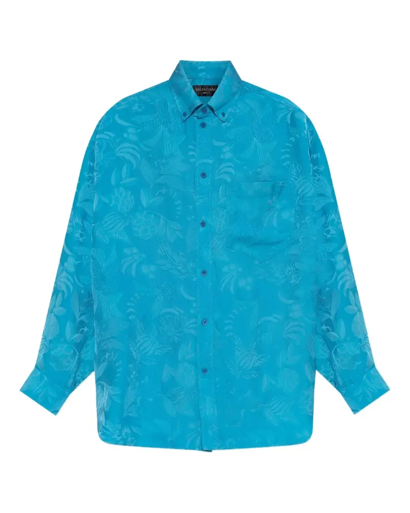 Balenciaga floral-print button-down shirt - Blau Blau