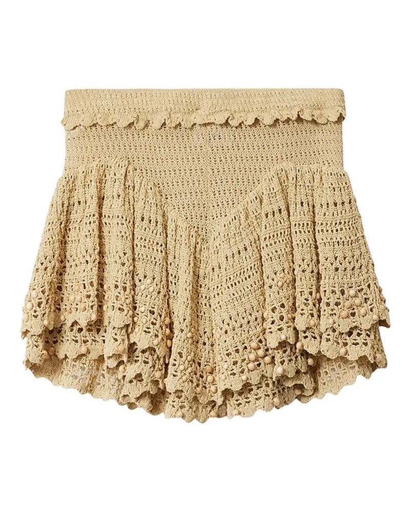 Isabel Marant Olzea beaded-details crochet cotton shorts - Nude Nude