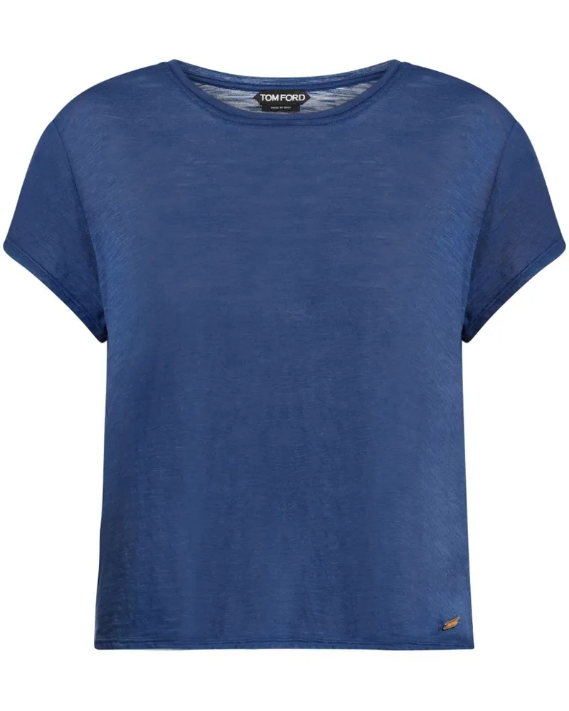 Tom Ford T-Shirt mit Logo-Schild - Blau Blau