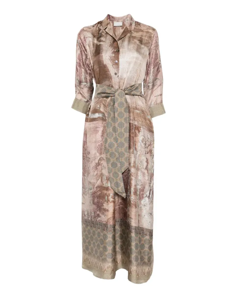 Pierre-Louis Mascia belted midi dress - Nude Nude