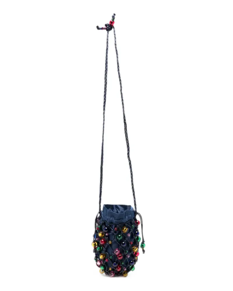 Marina Rinaldi Kordelzug-Schultertasche mit Perlen - Blau Blau