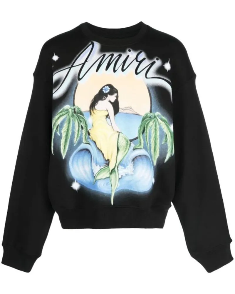 Amiri Sweatshirt mit Meerjungfrauen-Print Schwarz