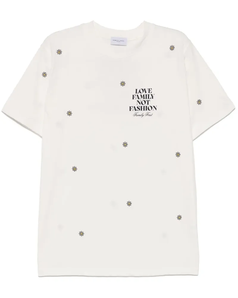 Family First T-Shirt mit grafischem Print - Weiß Weiß