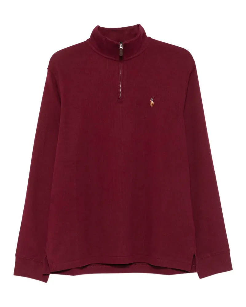 Ralph Lauren Bestickter Pullover mit Viertelreißverschluss - Rot Rot