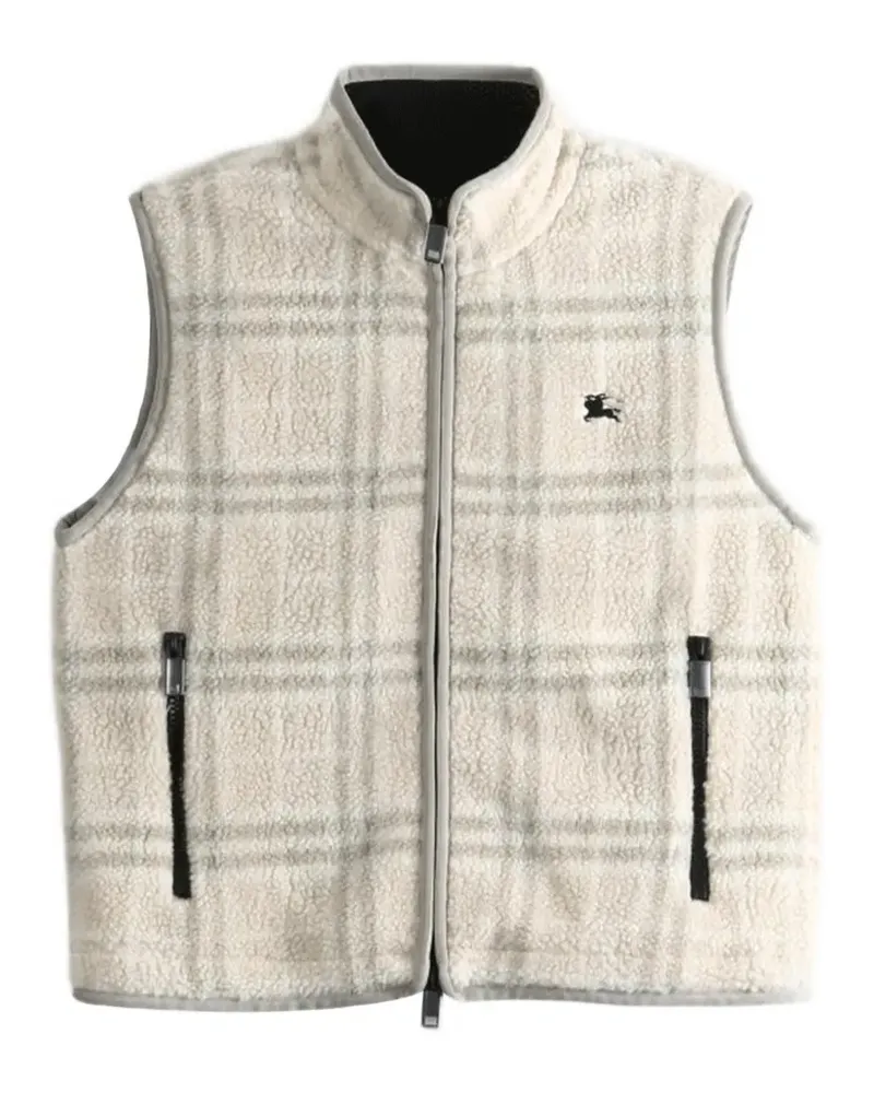 Burberry check wool cashmere-blend fleece gilet - Nude Nude