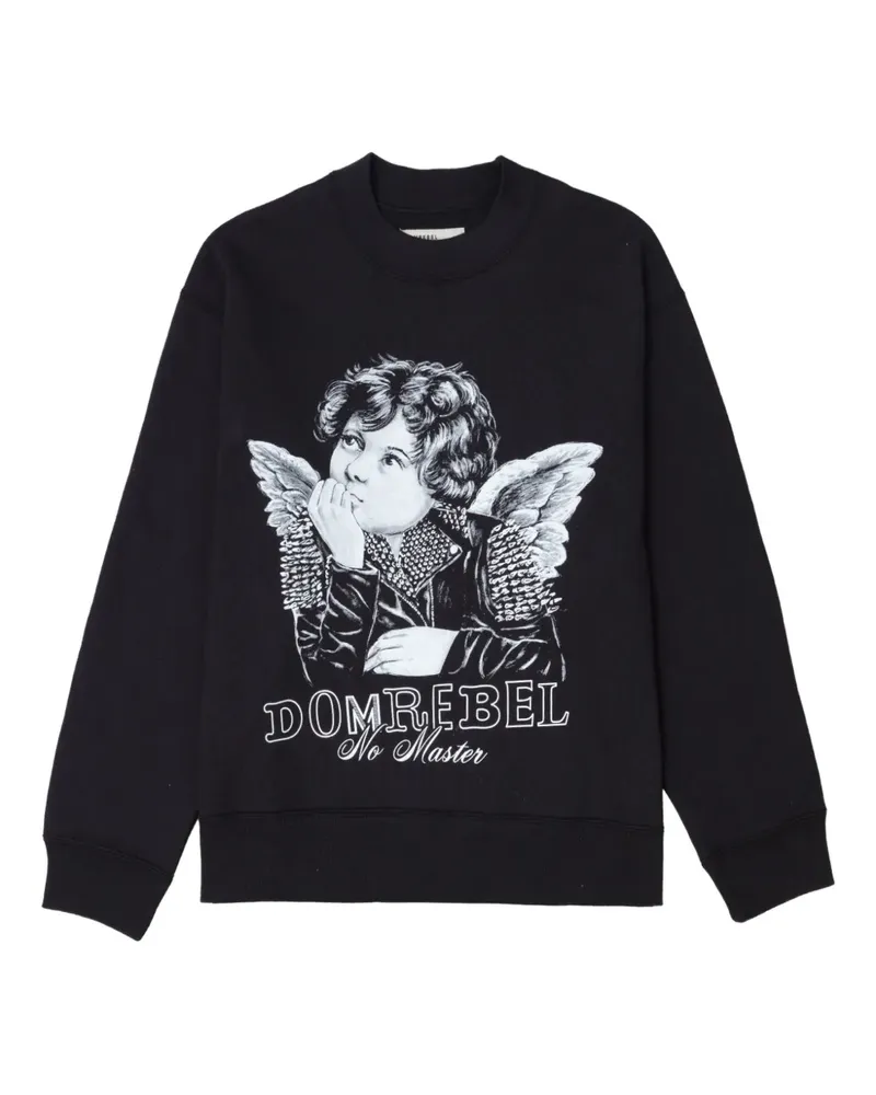 DOMREBEL Lil Reb Sweatshirt mit Cherubin-Print - Schwarz Schwarz
