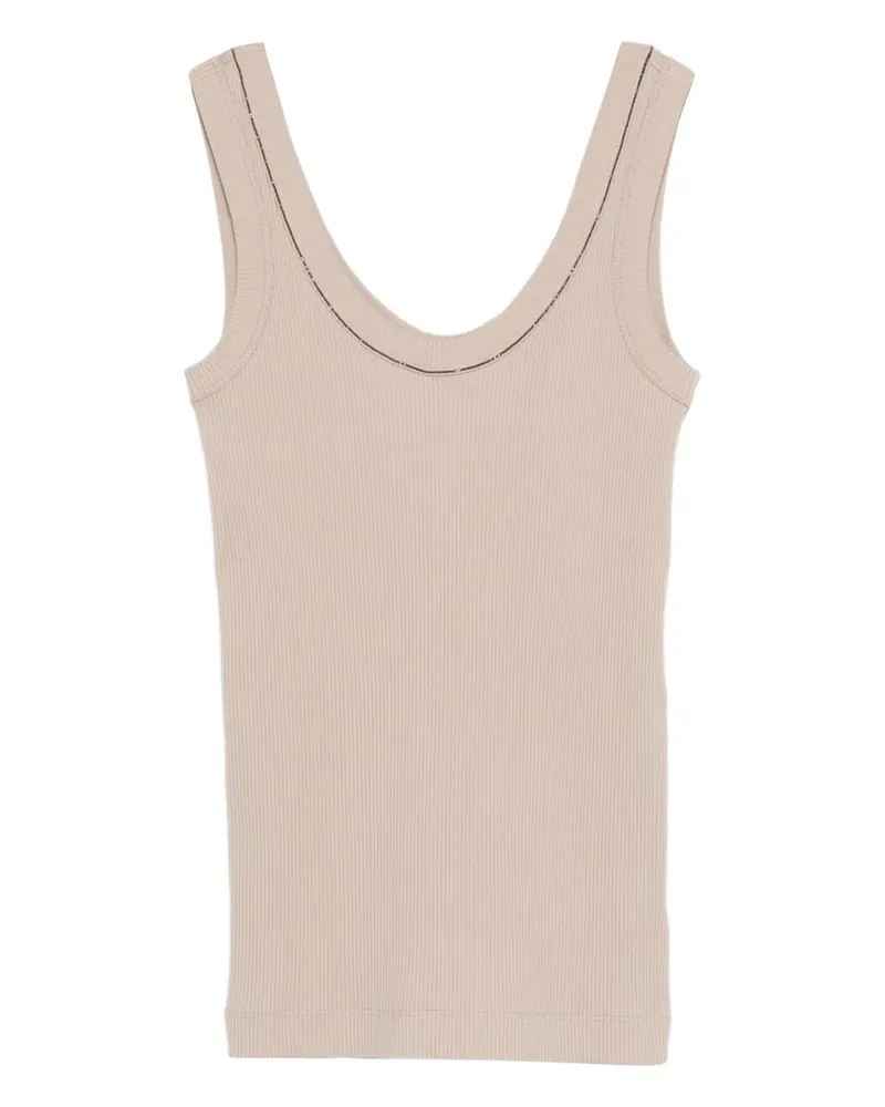 Brunello Cucinelli embellished tank top - Nude Nude