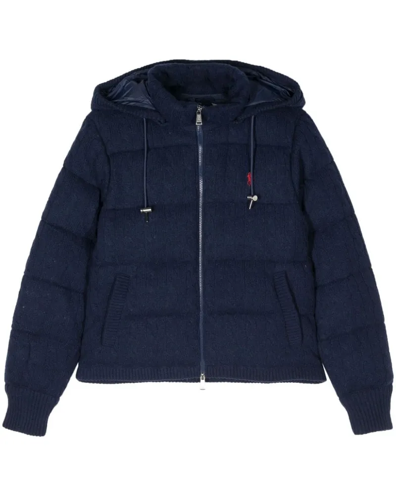 Ralph Lauren Gefütterte Jacke mit Zopfmuster Blau