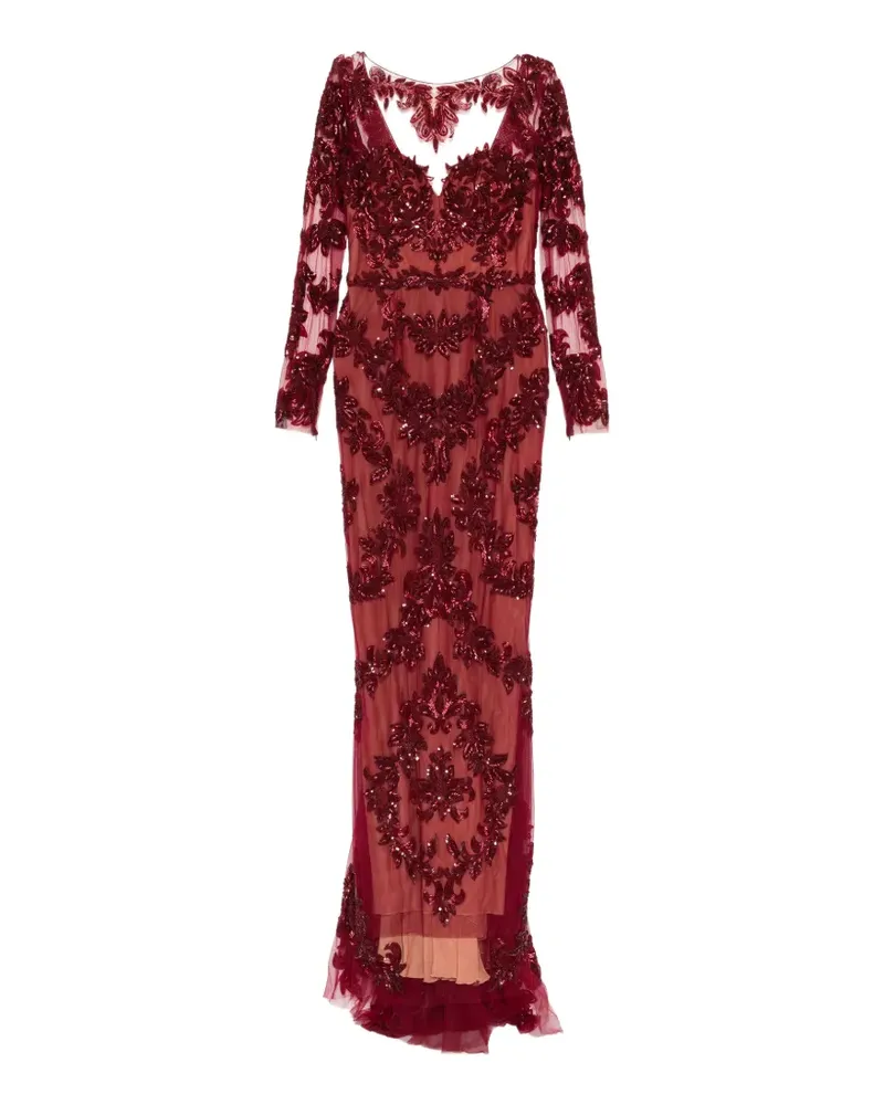 Zuhair Murad Abendkleid aus Spitze mit Perlen - Rot Rot