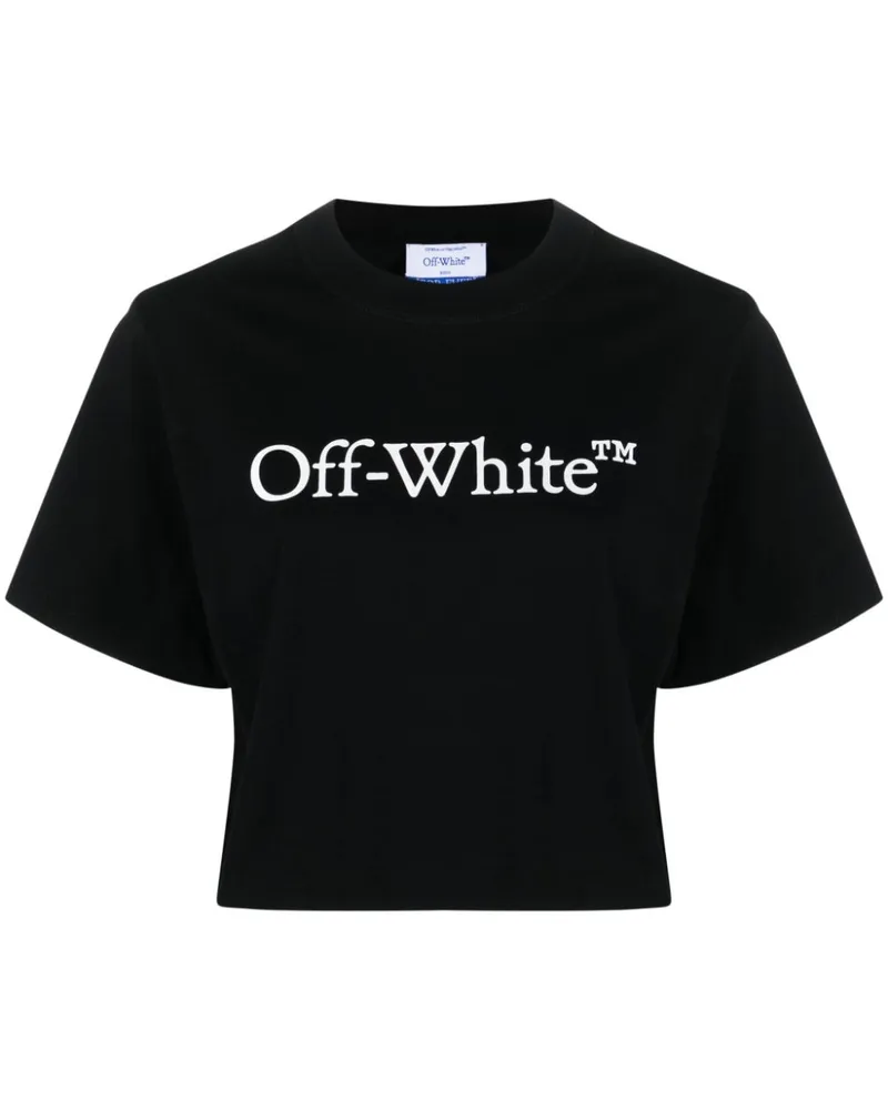 OFF-WHITE Bookish Cropped-T-Shirt mit Logo - Schwarz Schwarz