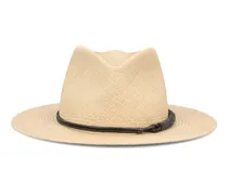 Strohhut mit Perlenband - Nude