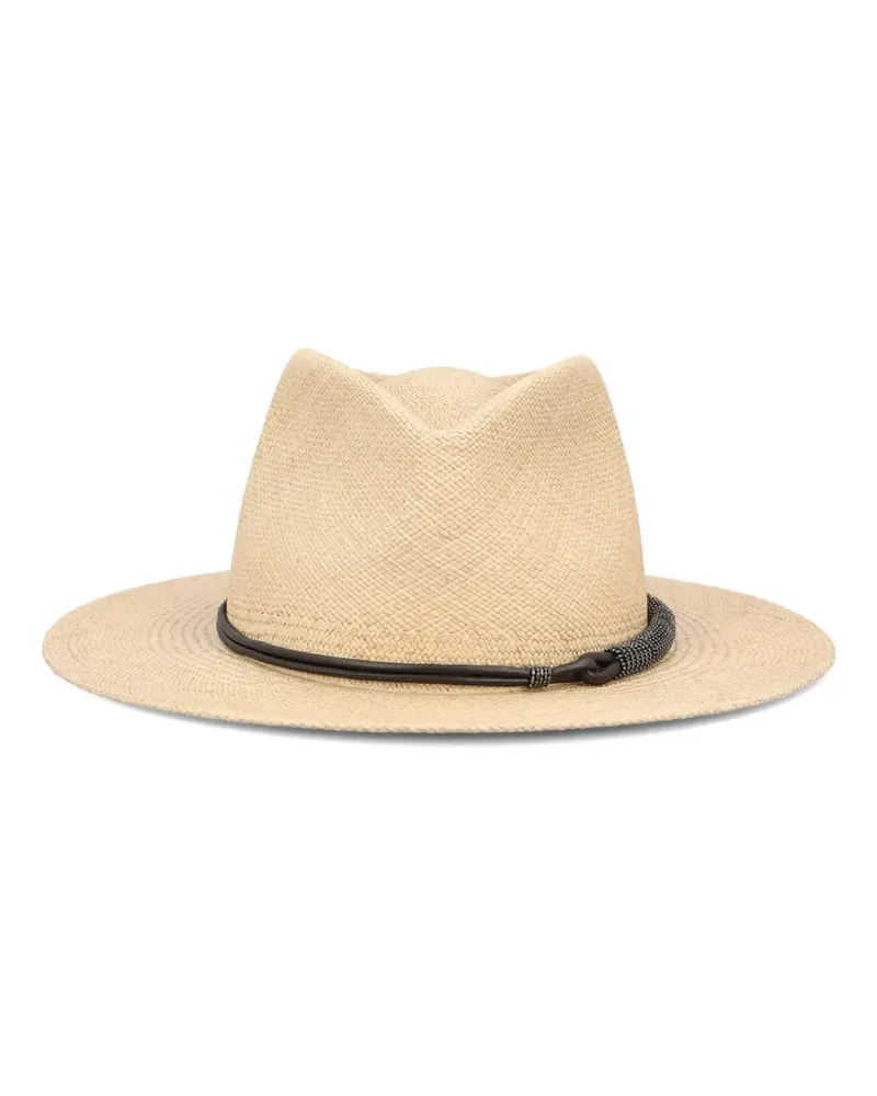 Brunello Cucinelli beaded-band straw hat - Nude Nude