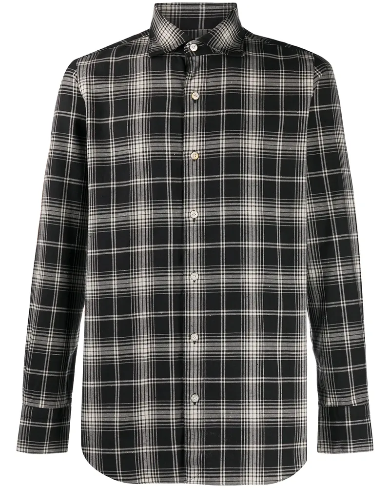 Finamore 1925 Kariertes Hemd - Schwarz Schwarz