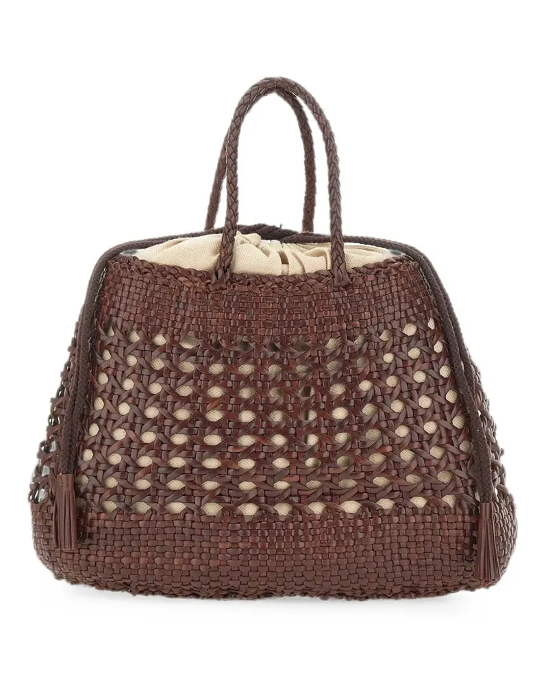 Dragon Diffusion Santa Cano woven leather tote bag - Braun Braun