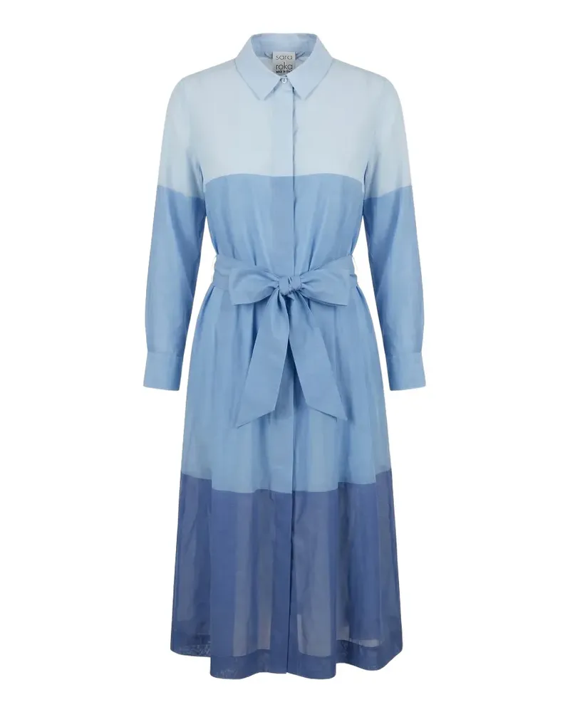 Sara Roka colour-block belted shirt dress - Blau Blau