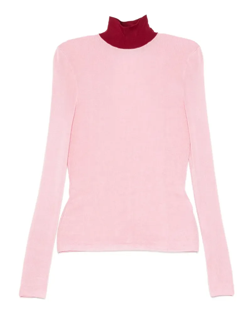 Self-Portrait Gerippter Rollkragenpullover - Rosa Rosa