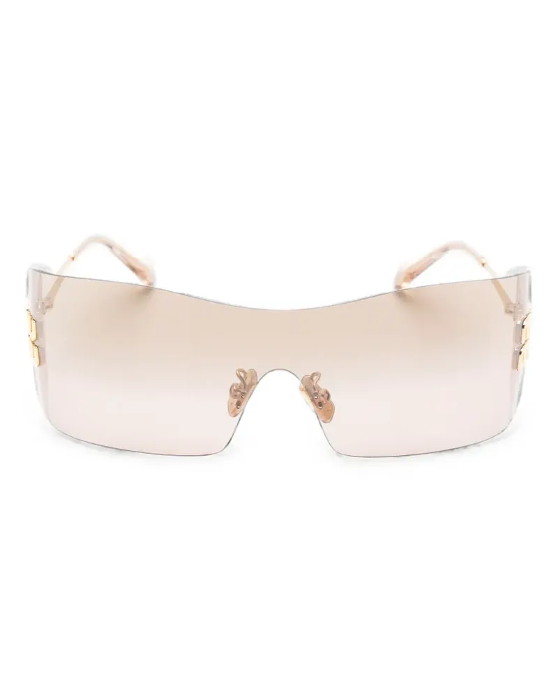 Miu Miu Sonnenbrille mit Logo-Schild - Gold Gold