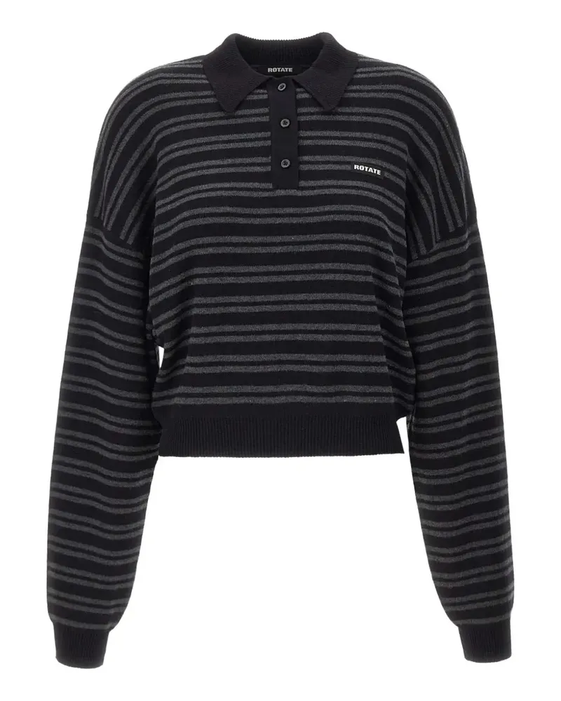 ROTATE Birger Christensen Slinky striped polo shirt - Schwarz Schwarz